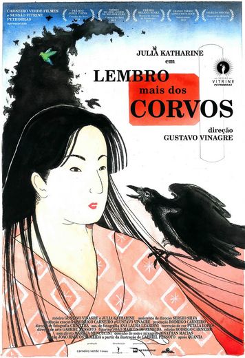 A Japanese-style illustration of a woman in a kimono confronting a black crow.