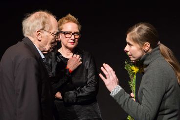 Ulrich Gregor, Stefanie Schulte Strathaus and Selma Doborac at the ceremony of the Caligari Film Award