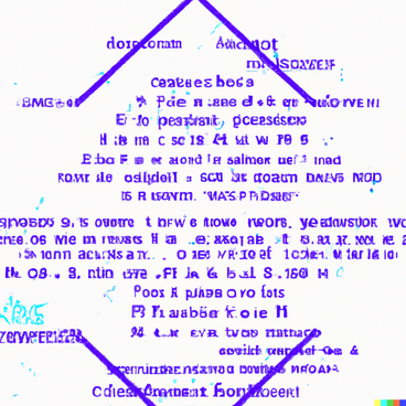 An arrangement of illegible purple text that resemble a stamp. At the top and bottom it is framed by dark triangles.