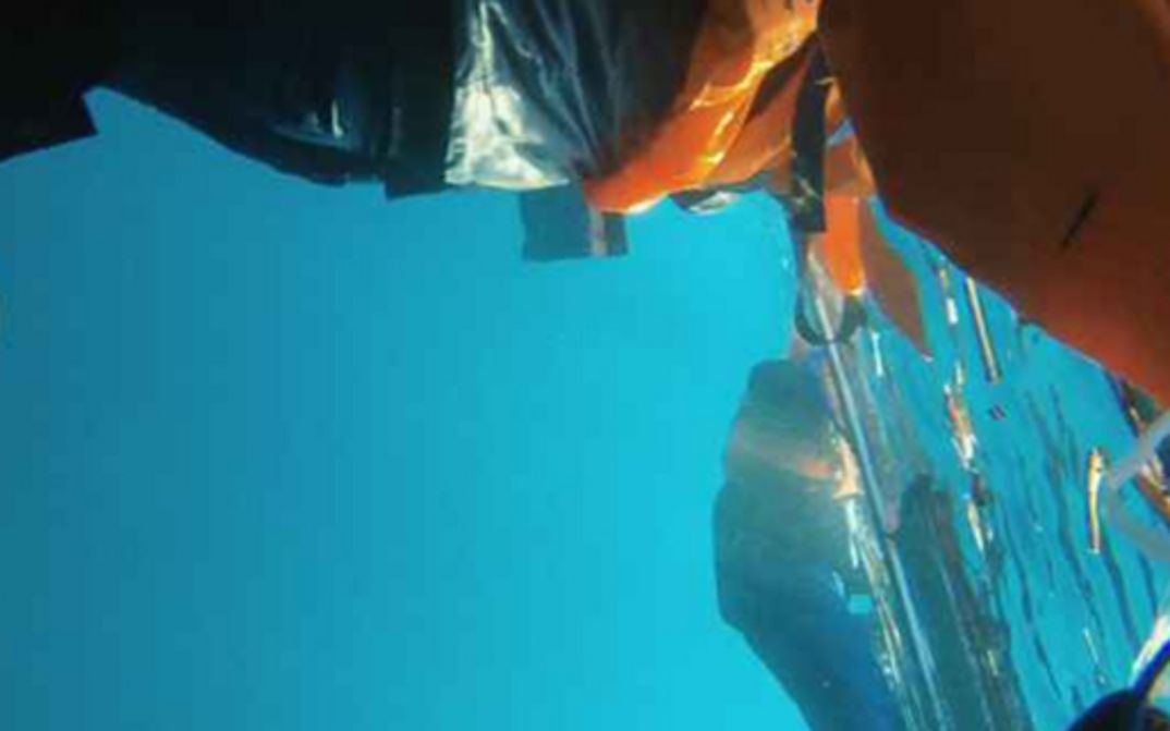 Filmstill from PURPLE SEA by Amel Alzakout and Khaled Abdulwahed