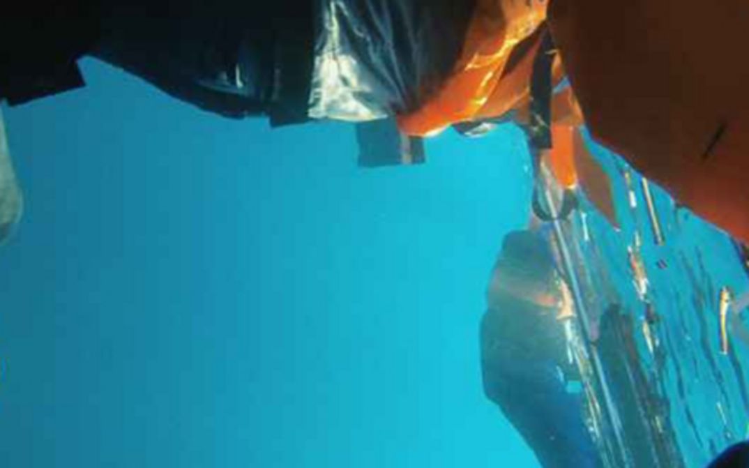 Filmstill from PURPLE SEA by Amel Alzakout and Khaled Abdulwahed