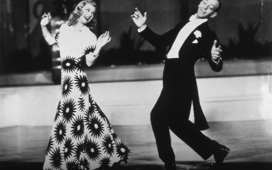 Film still from THE GAY DIVORCEE. A dancing scene with Ginger Rogers and Fred Astaire.