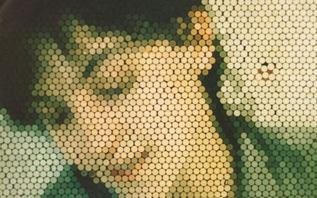 Filmstill aus ECHTZEIT: Ein stark verpixeltes Porträt einer Frau.