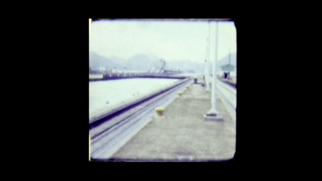Still from the film "El veterano (The Veteran)" by Jeronimo Rodriguez. We see a grainy shot of a train platform.