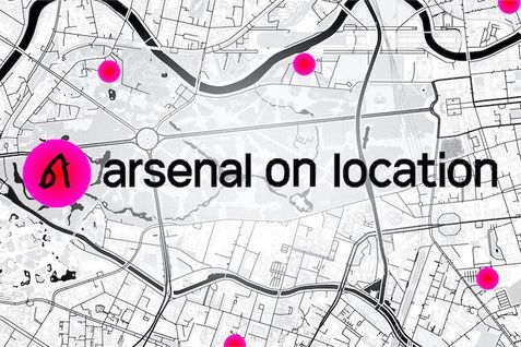 Eine Landkarte von Berlin mit dem Logo und dem Schriftzug von "Arsenal on Location".
