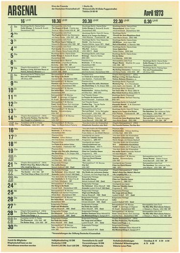 Programmzettel des Arsenal vom April 1973