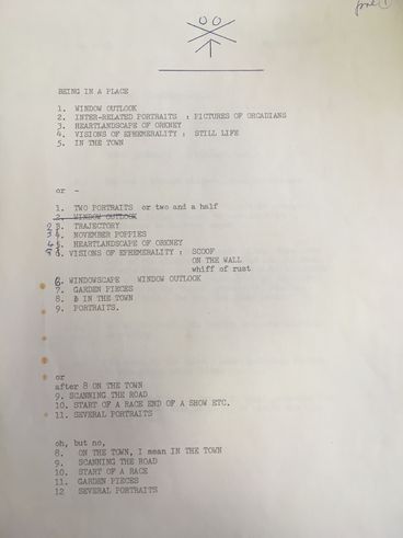 A document with typed descriptions of different shots in the film.