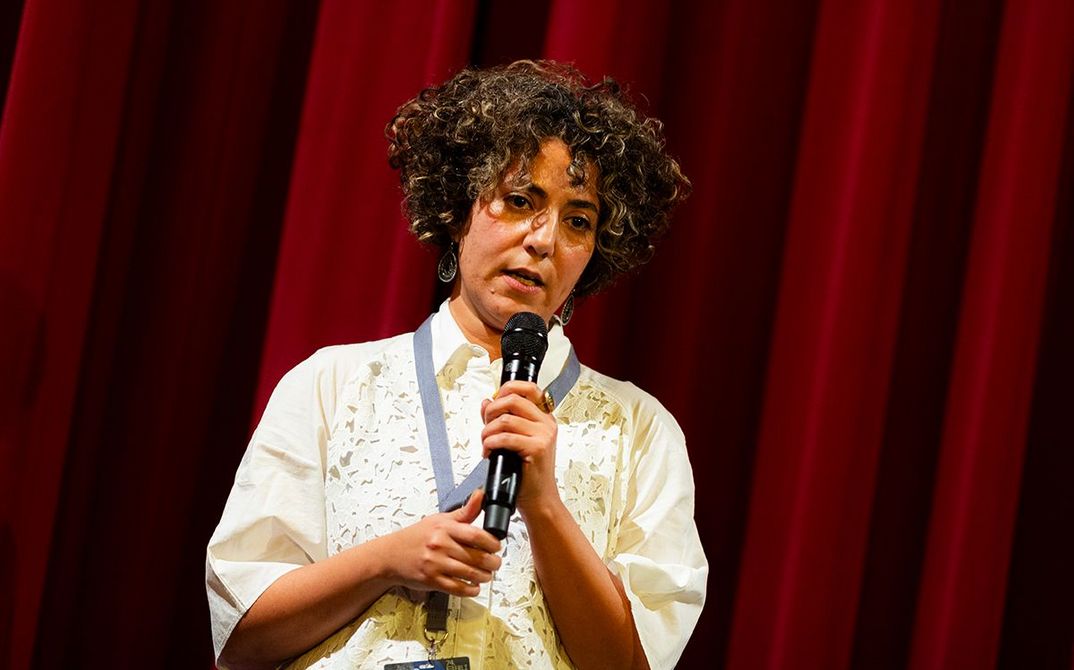 The director Narges Kalhor during the Q&As after the screening of her film SHAHID at Berlinale 2024