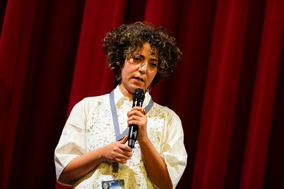 The director Narges Kalhor during the Q&As after the screening of her film SHAHID at Berlinale 2024