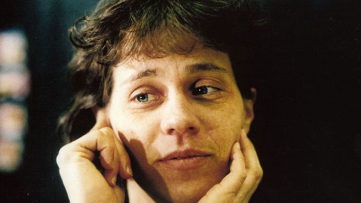 Film still from GOTTESZELL. Close up of a woman