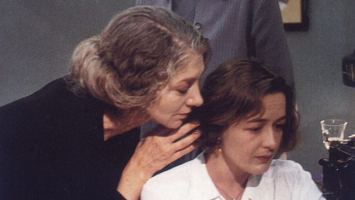 Film still from MRS. KLEIN. Three women in a room.