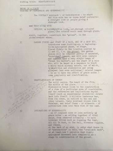 A document with typed descriptions of the film’s intended style.