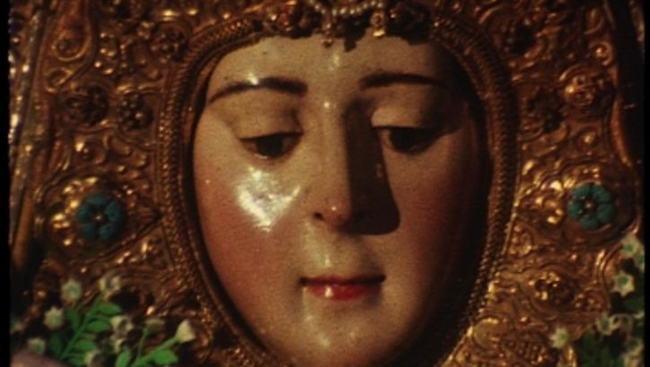 Film still from ROCÍO: View of a statue of a saint.