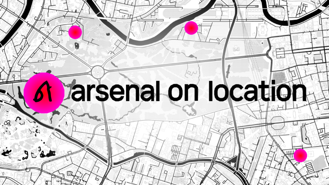 A map of Berlin with the logo and lettering of "Arsenal on Location".