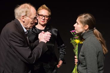 Ulrich Gregor, Stefanie Schulte Strathaus und Selma Doborac auf der Verleihung des Caligari-Filmpreises