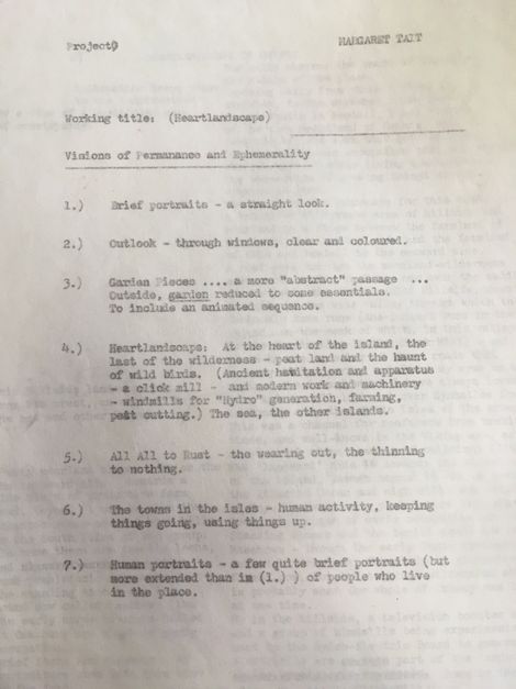 A document with typed descriptions of the film’s intended style, and expected shots.